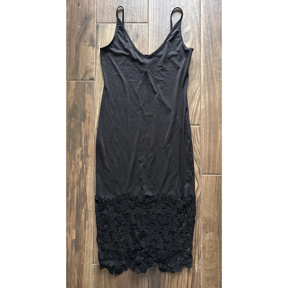 Black Lace-Hem Slip Chemise